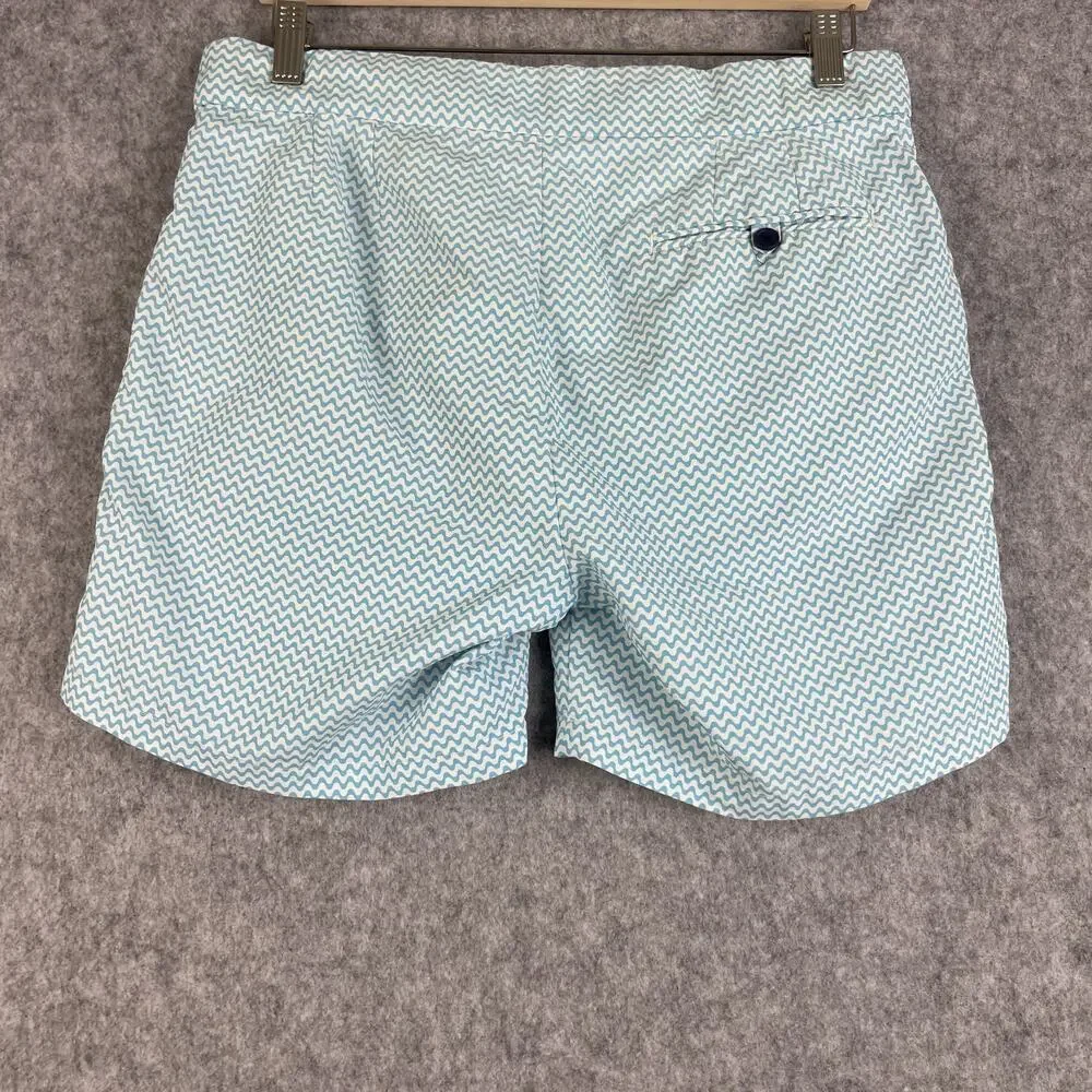 Frescobol‎ Carioca Mens Swim Trunks Blue Wavy Print Shorts Size 32